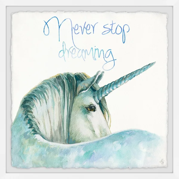 Marmont Hill Blue Unicorn Dreams II Framed Wall Art - Size: 32 x 32
