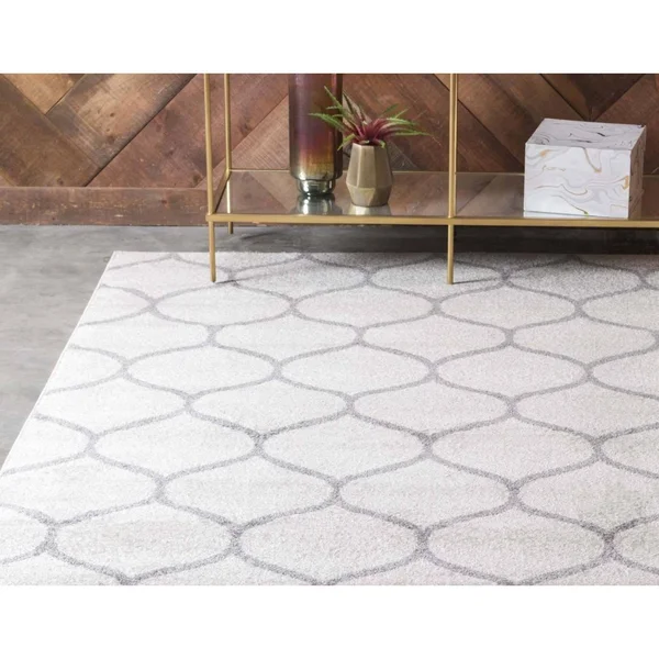 Unique Loom Rounded Trellis Frieze Rug, 10& x 14&, Ivory