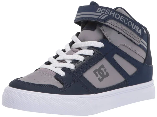 DC Kids Pure High Top EV Shoes - 1, Navy-Grey