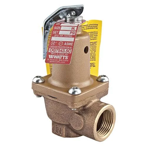 Watts 0278328 2 in Bronze Boiler Pressure Relief Valve, 50 psi, Threaded Female Connections