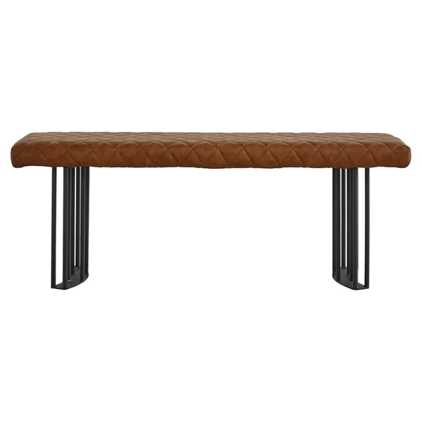 Pemberly Row Faux Leather Bench in Black and Brown - PR-4753-2119099