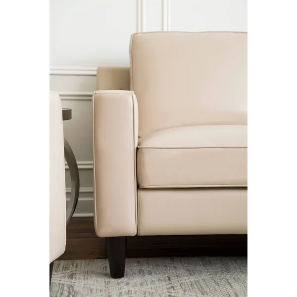 Abbyson Milton Top Grain Leather Armchair Cream