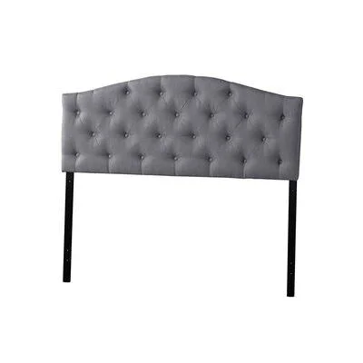 Harpor Modern and Contemporary Upholstered Button-Tufted Scalloped Headboard Industrial Lodge Home Size: Full, Color: Gray