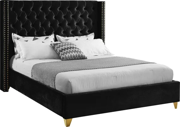 Meridian Furniture Barolo Black Velvet King Bed