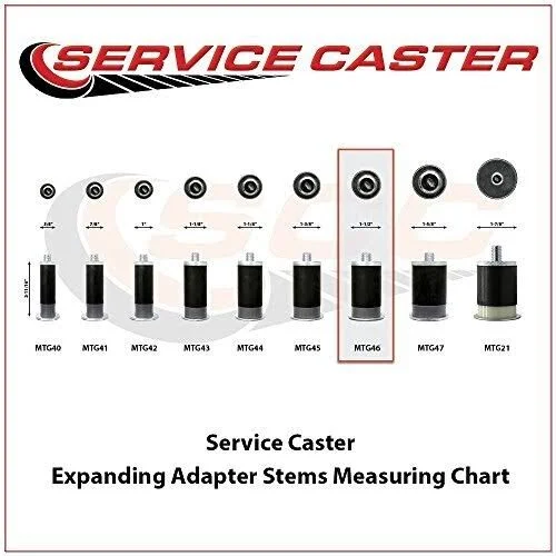 Service Caster - 3 x 1.25 inch Red Polyurethane Wheels Caster Set of 4 - 2 Swivel Casters w/Brake W/1-1/2 inch Expanding Stem/2