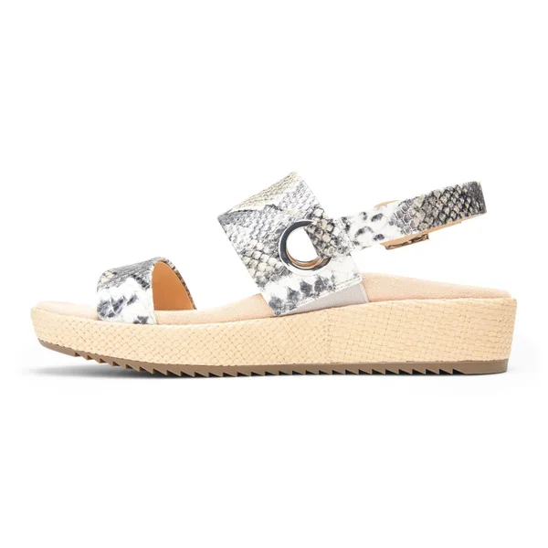 Vionic Louise Platform Sandal - Women's - Grey/Off White Snake Print - Platform Slingback