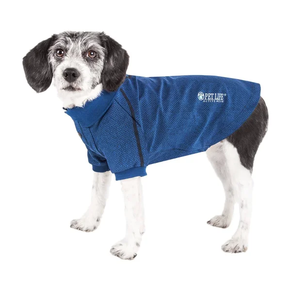 Pet Life Active &Fur-Flexed& Relax-Stretch Wick-Proof Performance Dog Polo T-Shirt - Navy - X-Small