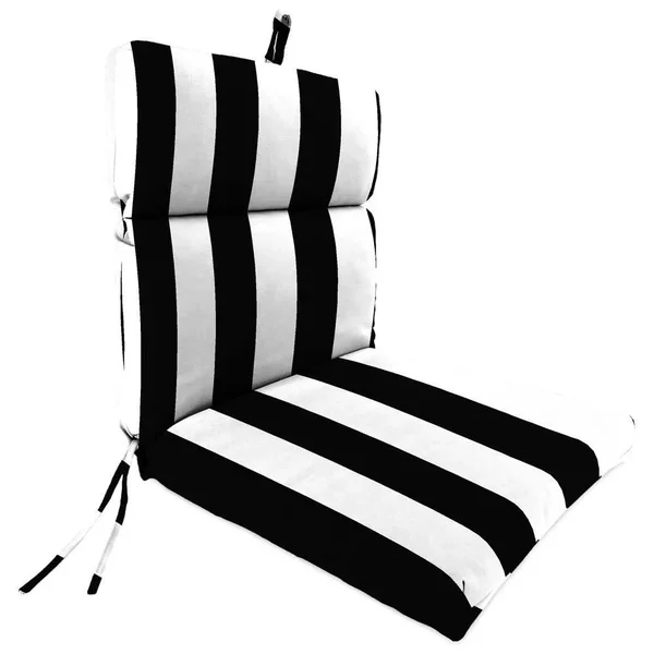 Jordan Manufacturing Outdoor French Edge Chair Cushion- Cabana Black