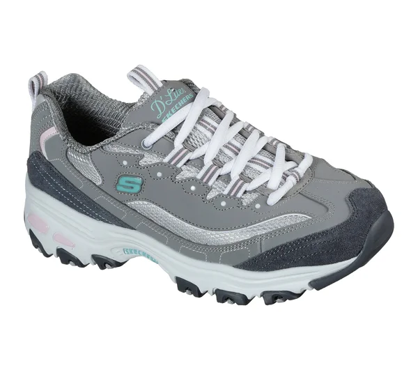 Skechers Women's D&Lites - New Journey Sneakers, Gray/Light Pink, 7.0