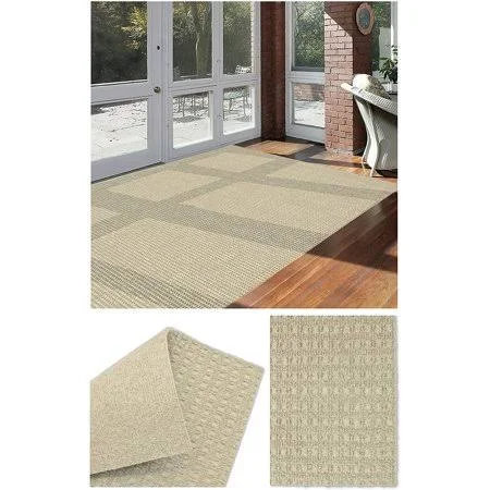 9&x9& Soft and Durable Interlace Indoor - Outdoor Area Rugs Lightweight and Flexible for Easy Cleaning and Transport (Color: Ivo