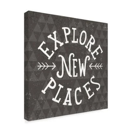 Trademark Fine Art 'Mod Triangles Explore New Places' Canvas Art by Michael Mullan, Size: 18 x 18