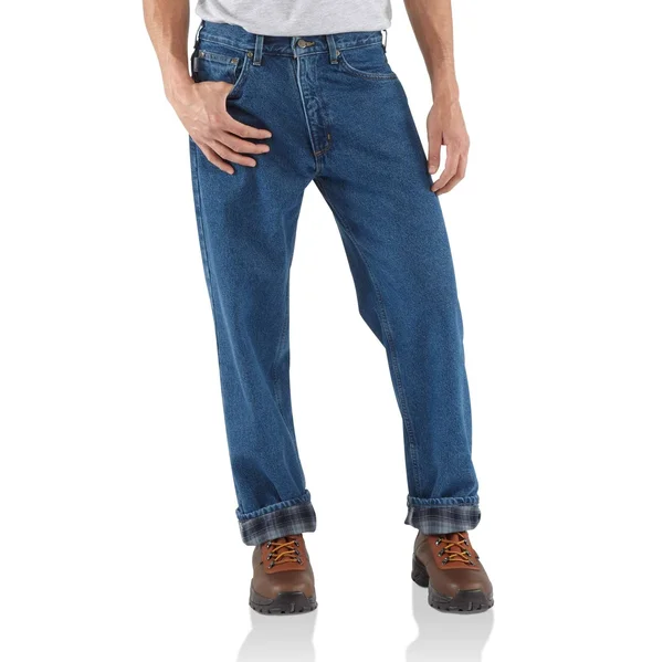 Carhartt Men's Relaxed Fit Jean-Straight Leg/Flannel-Lined