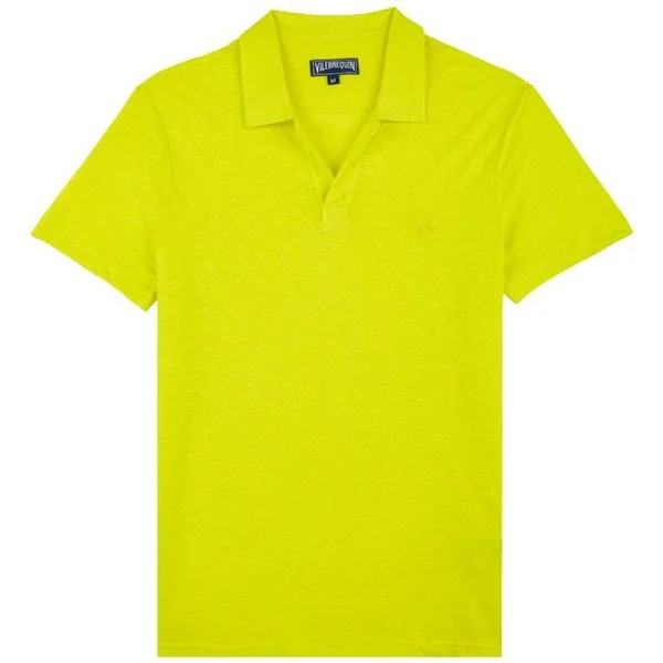 Vilebrequin Men's Linen Jersey Polo Shirt - Yellow - Size x Large