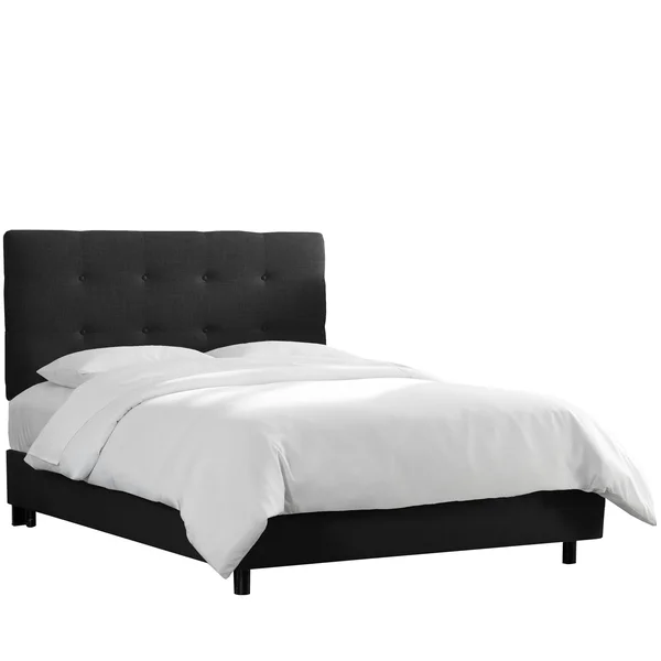 Skyline Furniture Button Tufted Linen Upholstered Bed (Linen Talc - Twin)