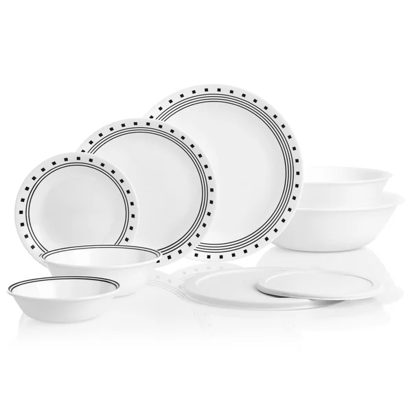 Corelle City Block 78-Piece Dinnerware Set, Service for 12