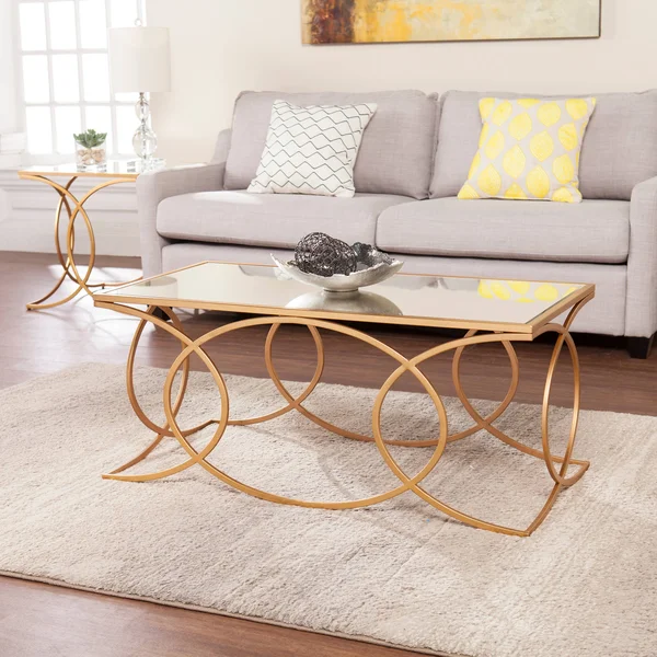 Southern Enterprises Denise Geometric Cocktail Table Gold