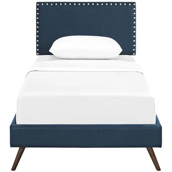 Modway Macie Twin Fabric Platform Bed with Round Splayed Legs - Azure