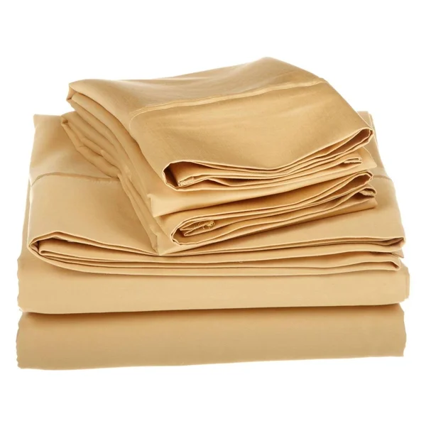 Egyptian Cotton 1500 Thread Count Solid Sheet Set, Gold, Full