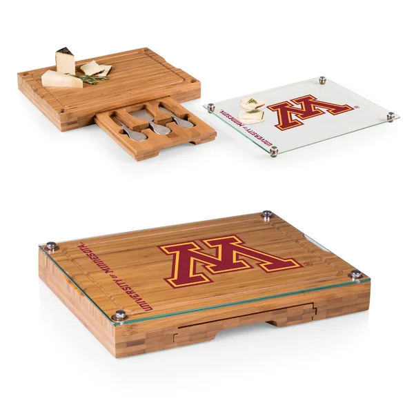Minnesota Golden Gophers - Concerto Bamboo Cutting Board/Tray and Cheese Tools Set