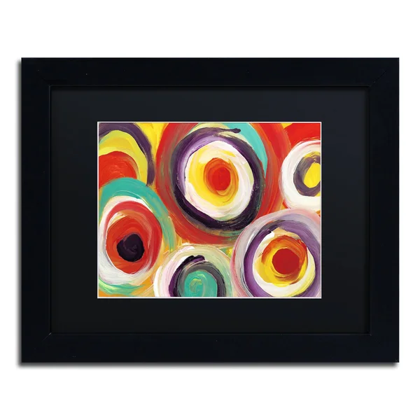 Trademark Fine Art Bright Bold Circles 2x22 by Amy Vangsgard Framed Painting Print - Matte Color: Black, Size: 16x22 H x 20x22 W