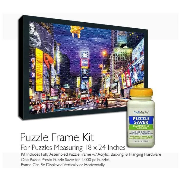 Jigsaw Puzzle Frame Kit - Featuring Craft Medley Puzzle Glue - Black
