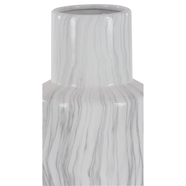 Leeds & Co 21.3x22H White Ceramic Contemporary Vase - 503963