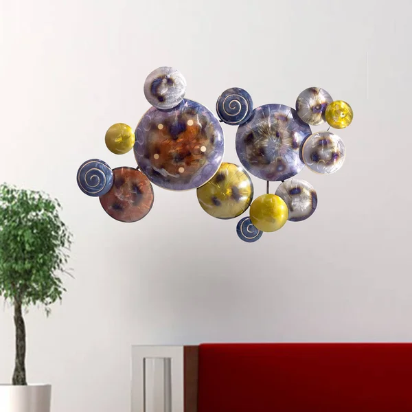 41x22 x 6x22 x 26x22 Metallic Multi Color Metal Floating Circles Wall Decor