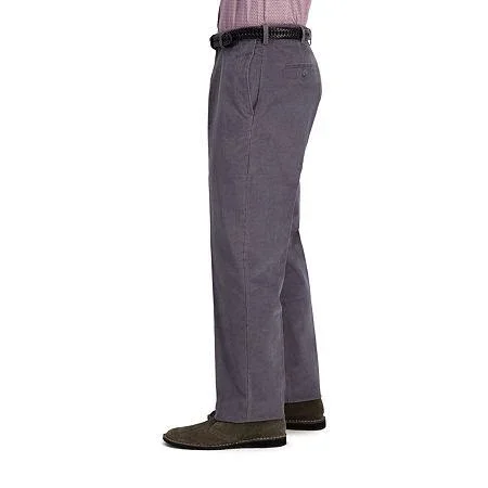 Haggar Men's Corduroy Classic Fit Flat Front Expandable Waistband Pant