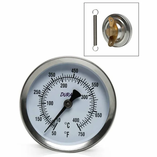 Bel-Art H-B DURAC Bi-Metallic Surface Temperature Thermometer; 10/400C (50/750F), 50mm (2 in.) Dial, Single Thin Spring 61320-30