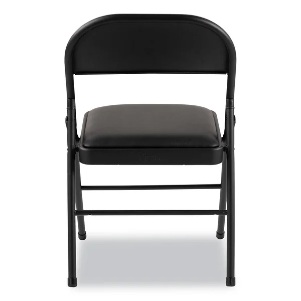 Alera Steel Folding Chair with Two-Brace Support, Padded Seat, Graphite, 4-carton