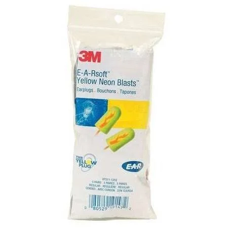 3M E-A-R E-A-Rsoft Yellow Neon Blasts Corded Earplugs in Small Pack VP311-1252