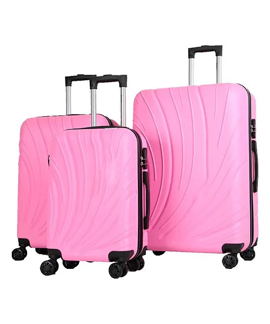 Mirage Shell 3 Piece Luggage Suitcase Set with USB Port Pink 20-24-28