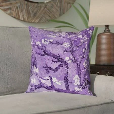 Bloomsbury Market Lei Almond Blossom Double Sided Print Pillow Cover with Concealed Zipper - Purple