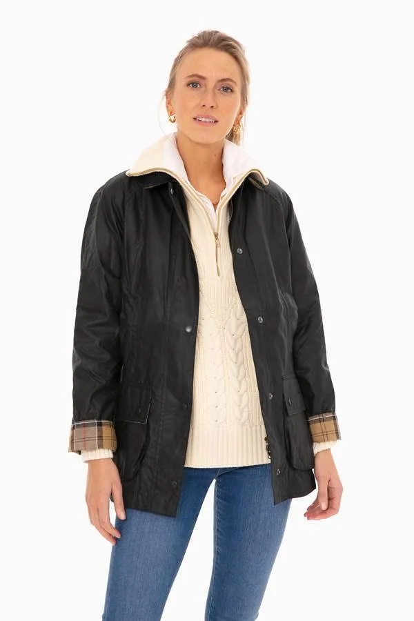 Barbour Navy Beadnell Wax Jacket, Navy, 0 (UK 4)