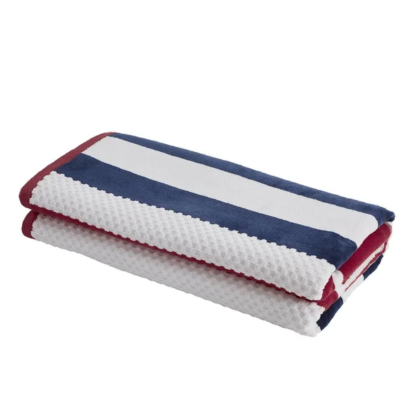 Superior Cotton Checkered Textured (Set of 2) Oversized Beach Towel - 34 x 64