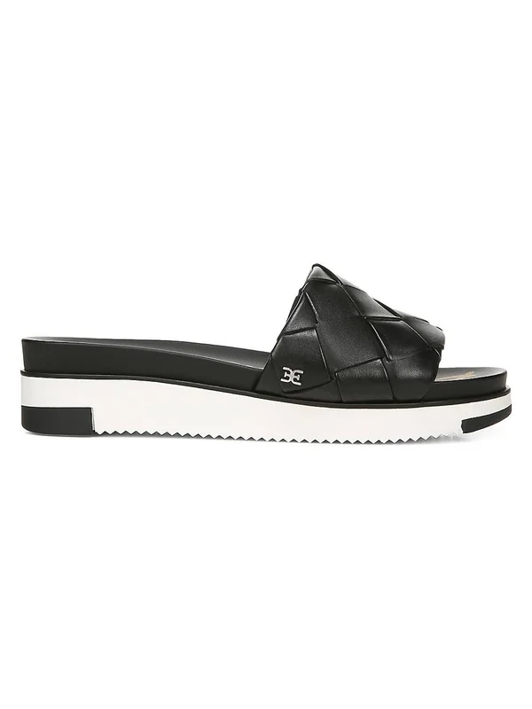 Sam Edelman Women's Adaley Leather Slides - Black - Size 8.5 Sandals