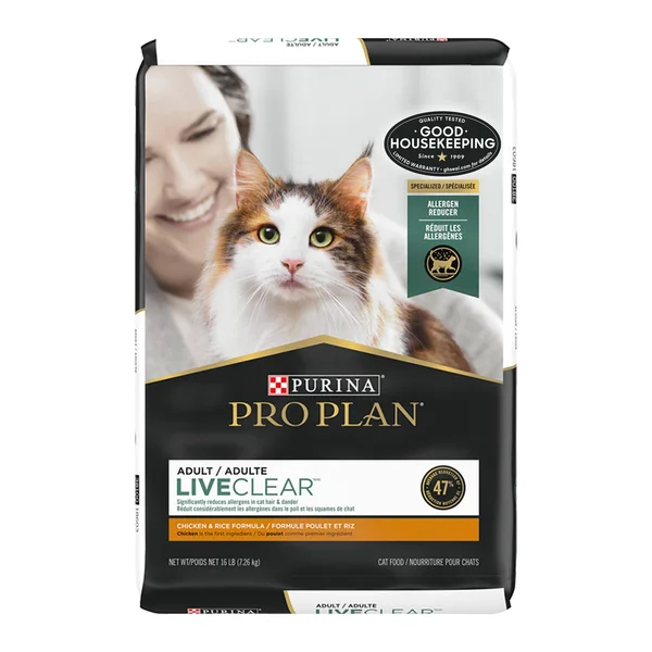 Purina Pro Plan with Probiotics - High Protein LIVECLEAR Chicken & Rice Formula Dry Cat Food, 16 lbs.