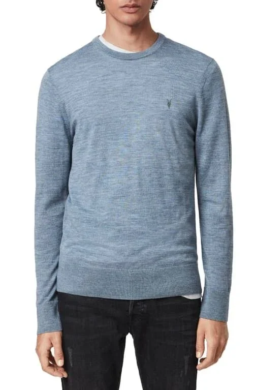 Men's Allsaints Mode Slim Fit Merino Wool Sweater, Size Large - Blue