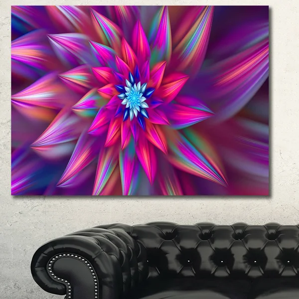 Design Art &Huge Purple Pink Fractal Flower& Graphic Art Print on Canvas, Size: 28 inch H x 60 inch W x 1.5 inch D