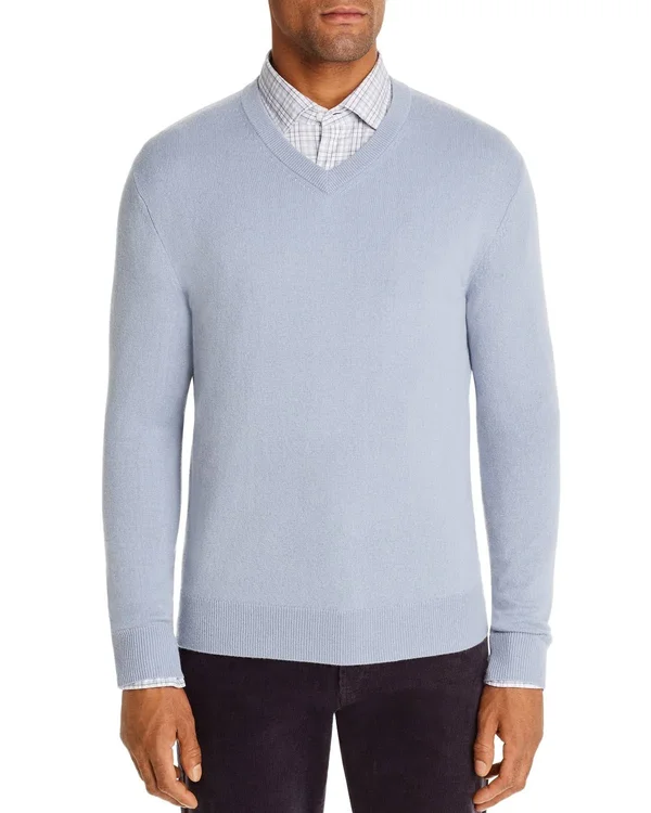 Bloomingdale&s Ivory Cashmere V-Neck Sweater - US Medium