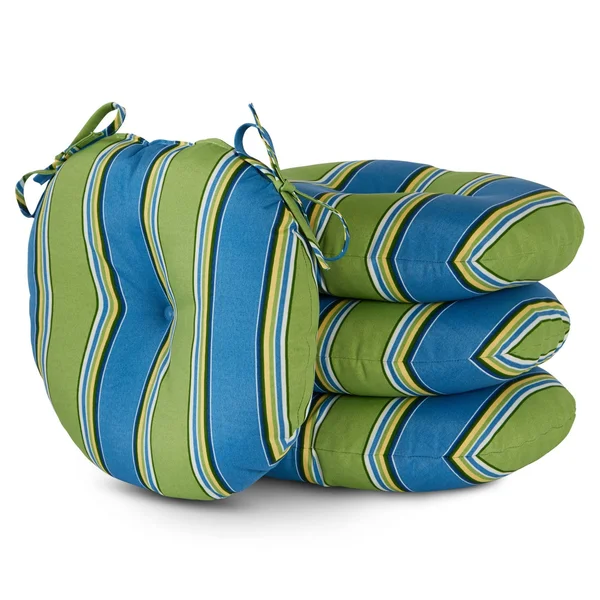 4pk Outdoor Bistro Seat Cushion Cayman Stripe - Kensington Garden