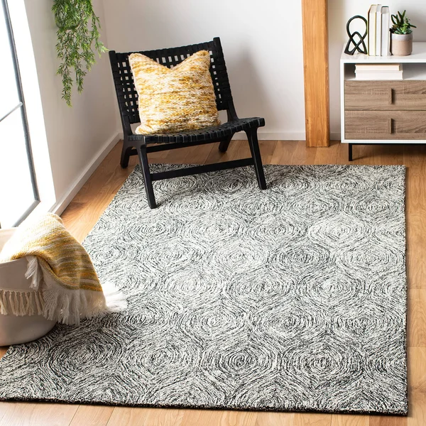Safavieh Micro-Loop Rug Collection MLP615Z - Black - Ivory - 4& x 6&