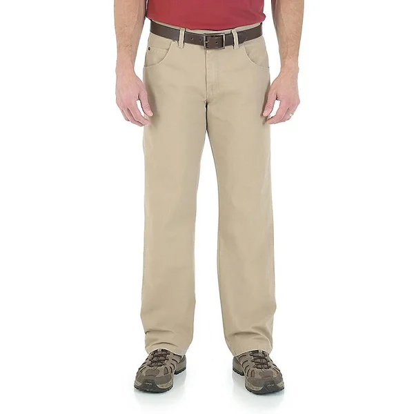 Wrangler Jeans: Men's Khaki 31000 GK Rugged Wear Relaxed Straight Fit Canvas Jeans