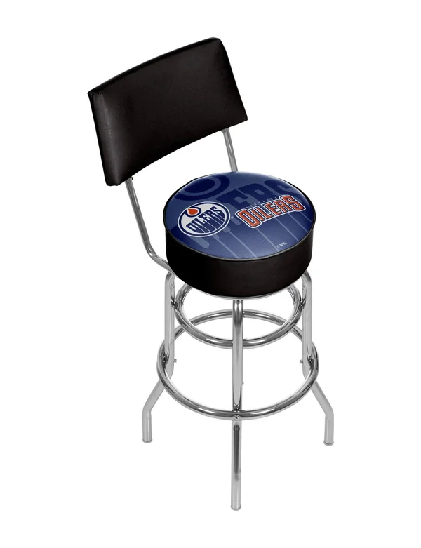 NHL Swivel Bar Stool with Back - Watermark - Edmonton Oilers