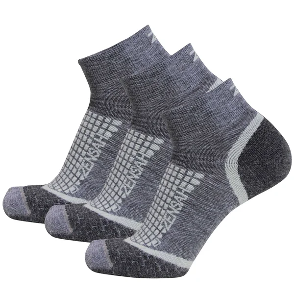 Zensah Grit Running Socks (Quarter) 3 Pack in Grey