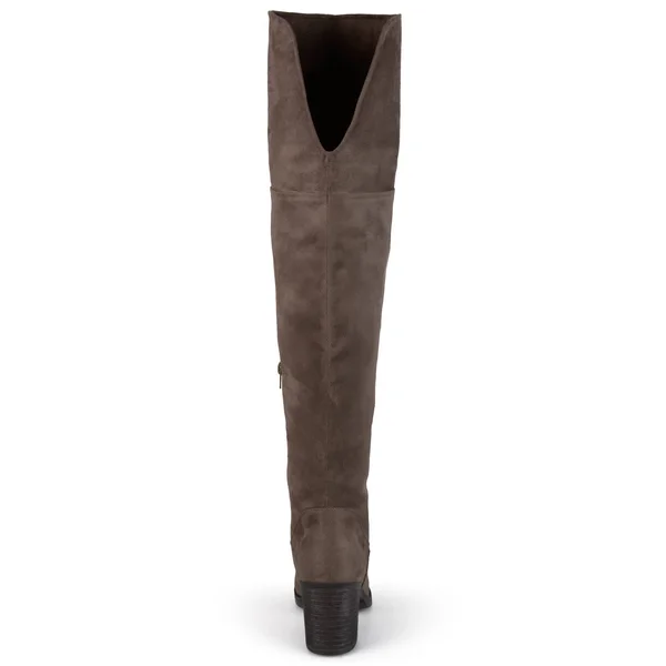Journee Collection &Sana& Women's Faux Suede Regular and Wide Calf Tall Round Toe Boots - Size: 10 Medium Width/Medium Calf, Blac