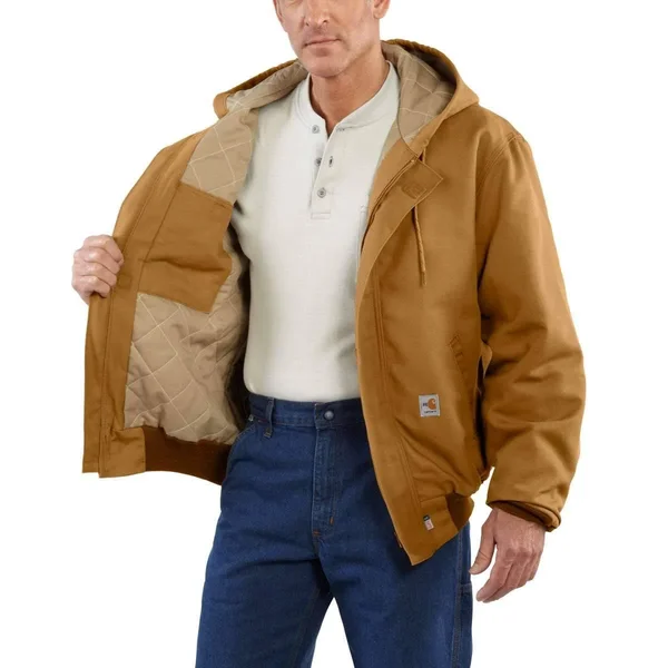 Carhartt Men's Flame Resistant Canvas Active Jacket - Brown, Medium