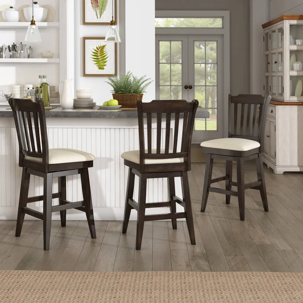 Eleanor Slat Back Wood Swivel Counter Stool by Inspire Q Classic - Antique Grey - Counter Height