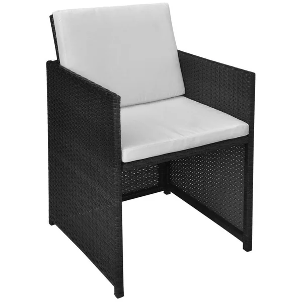 vidaXL Outdoor Dining Set 11 Pieces Black Poly Rattan