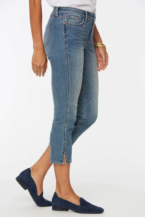 Nydj Petite Size Chloe Double Needle Slit-Hem Capri Jeans - 6p